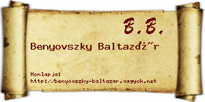 Benyovszky Baltazár névjegykártya